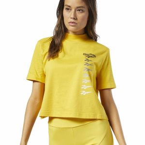 Crop Top Damskie Reebok Classic Vector Głęboka Zielone Żółte PL 47USECM